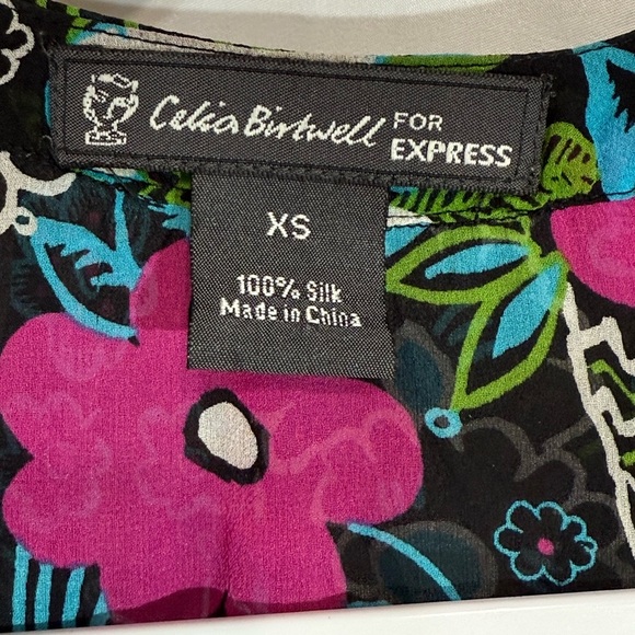 Celia Birtwell for Express 100% Silk Wrap Blouse Size XS - Picture 5 of 7